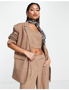 Something New X Naomi Anwer oversized blazer co-ord in beige-Neutral