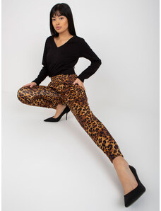 Fashionhunters Pantaloni de trening bej închis și leopard negru