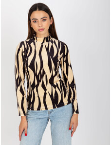 Fashionhunters Light beige and black velour blouse with print from RUE PARIS