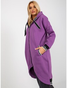 Fashionhunters Lady's purple long sweatshirt with drawstrings