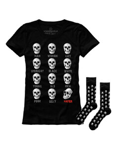 Set cadou T-shirt femeie + șosete UNDERWORLD Hater / Skulls (Marime: M | 36-40)