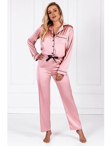 Momenti per Me Pijamale damă din satin Classic look roz