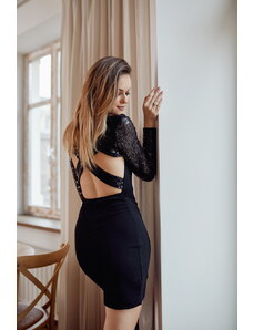 FASARDI Black elegant fitted dress