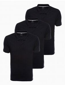 Ombre Clothing Tricou pentru bărbati cu mânecă scurtă // polo - black 3-pack Z28 V10