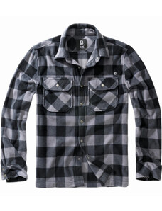 Camasi de barbati // Brandit / Jeff Fleece Shirt Long Sleeve black/grey