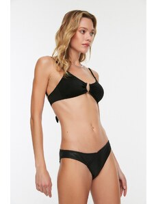 Trendyol Black V-Cut Shiny Fabric Bikini Bottoms
