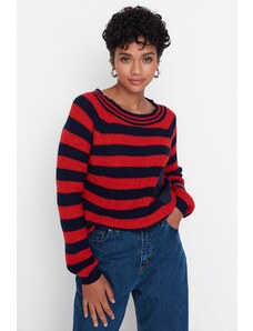 Trendyol Navy Blue Striped Knitwear Sweater