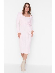 Rochie pulover detaliată Trendyol Pink Lace-Up