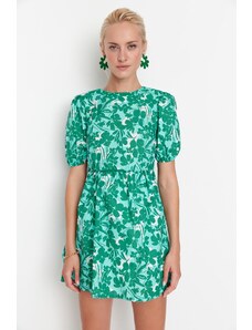 Trendyol Green țesut floral spate detaliu mini rochie țesută