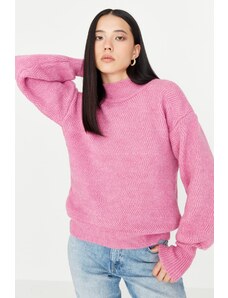 Trendyol Pink Soft Textured Basic Knitwear Pulover