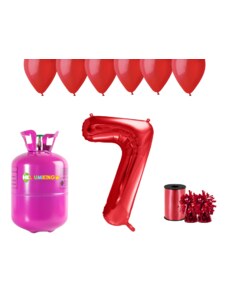 HeliumKing Set pentru petrecerea 7 aniversări a zilei de naștere cu heliu și baloane roșii