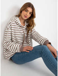 Fashionhunters Brown-white loose striped hoodie
