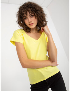 Fashionhunters Light yellow simple cotton base shirt