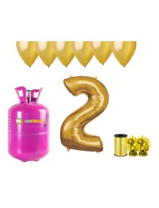 HeliumKing Set pentru petrecerea celei de a 2-a aniversări a zilei de naștere cu heliu și baloane aurii