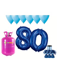 HeliumKing Set pentru petrecerea 80 aniversări a zilei de naștere cu heliu și baloane albastre