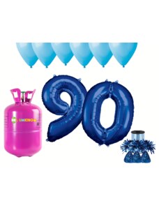 HeliumKing Set pentru petrecerea 90 aniversări a zilei de naștere cu heliu și baloane albastre