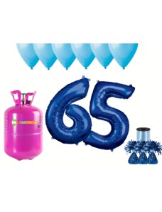 HeliumKing Set pentru petrecerea 65 aniversări a zilei de naștere cu heliu și baloane albastre