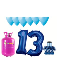 HeliumKing Set pentru petrecerea 13 aniversări a zilei de naștere cu heliu și baloane albastre
