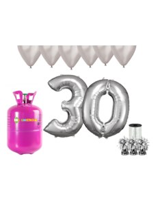 HeliumKing Set pentru petrecerea 30 aniversări a zilei de naștere cu heliu și baloane argintii