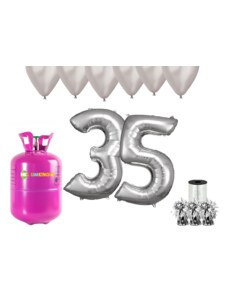 HeliumKing Set pentru petrecerea 35 aniversări a zilei de naștere cu heliu și baloane argintii
