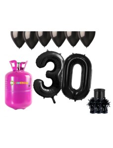 HeliumKing Set pentru petrecerea celei de a 30-a aniversări a zilei de naștere cu heliu și baloane negre