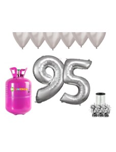 HeliumKing Set pentru petrecerea 95 aniversări a zilei de naștere cu heliu și baloane argintii