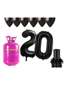 HeliumKing Set pentru petrecerea celei de a 20-a aniversări a zilei de naștere cu heliu și baloane negre