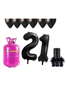 HeliumKing Set pentru petrecerea celei de a 21-a aniversări a zilei de naștere cu heliu și baloane negre