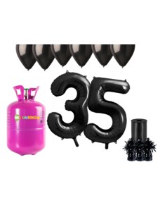 HeliumKing Set pentru petrecerea celei de a 35-a aniversări a zilei de naștere cu heliu și baloane negre