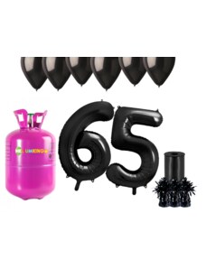 HeliumKing Set pentru petrecerea celei de a 65-a aniversări a zilei de naștere cu heliu și baloane negre