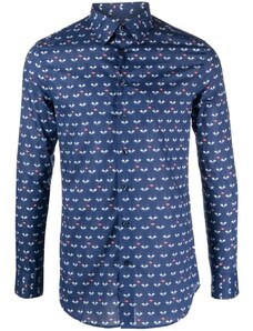 ETRO graphic-print long-sleeve shirt - Blue