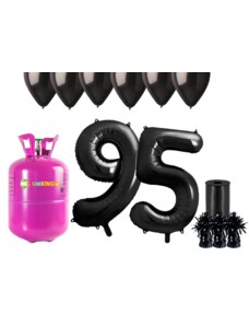 HeliumKing Set pentru petrecerea celei de a 95-a aniversări a zilei de naștere cu heliu și baloane negre