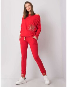 Fashionhunters Pantaloni de trening roșii cu o aplicație