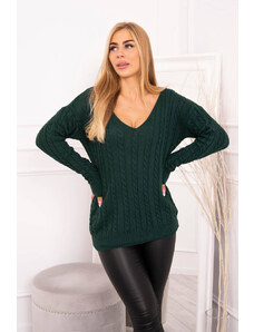 Kesi Knitted sweater with V-neck dark green