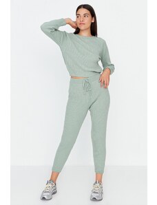 Trendyol Green Knit Detailed Knitwear Top and Bottom Set