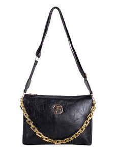 Fashionhunters Black women's shoulder bag with chain
