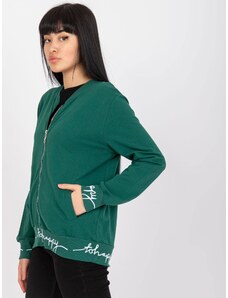 Fashionhunters Women's dark green cotton sweatshirt type bomber