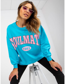 Fashionhunters Blue-pink wide hoodie with long sleeves