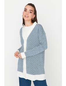 Trendyol Blue Striped Tricotaje Cardigan