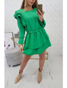Kesi Dress with vertical ruffles light green