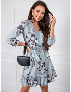 Fashionhunters Gray floral dress with imitation