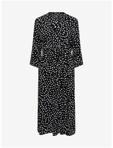 Black polka dot shirt midi dress with ties Pieces Nya - Women