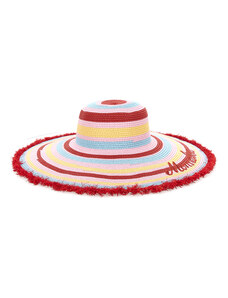 MONNALISA Embroidered Striped Straw Hat