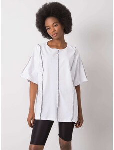 Fashionhunters RUE PARIS Bluza din bumbac alb pentru femei