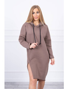 Kesi Dress with hood and slit on the side of the mocca