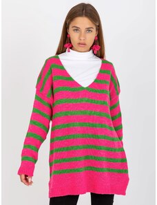 Fashionhunters OCH BELLA pink and green striped oversize sweater