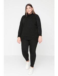 Trendyol Curve Black Turtleneck Sweater Top &; Bottom Trousers Set