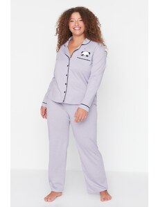 Trendyol Curve Lilac Printed Knitted Pajama Set