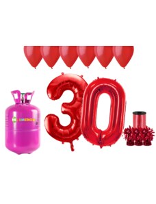 HeliumKing Set pentru petrecerea 30 aniversări a zilei de naștere cu heliu și baloane roșii