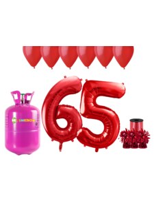 HeliumKing Set pentru petrecerea 65 aniversări a zilei de naștere cu heliu și baloane roșii